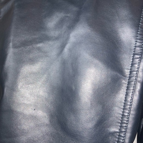 Vintage Emporio Armani Collezione Navy Faux Leather Biker/Moto Jacket Size Med - Picture 7 of 15